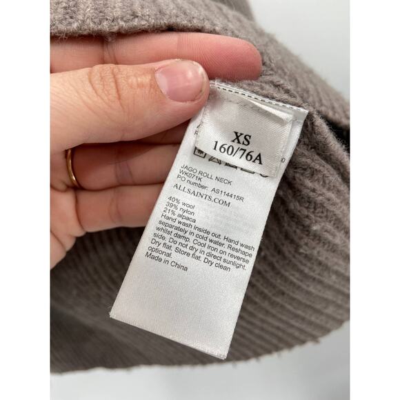 ALL SAINTS Jago Roll Neck Jumper Sweater Knit Wool Alpaca Size XS - Picture 4 of 6